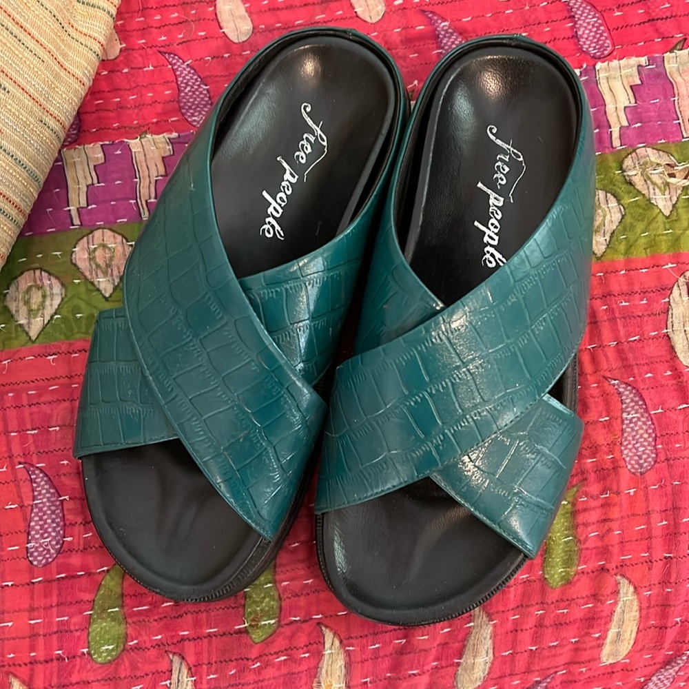Free People Platform Snake slide sandals